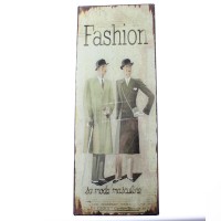 Plaques murales métal déco Fashion Masculin 18,5 x 49 cm